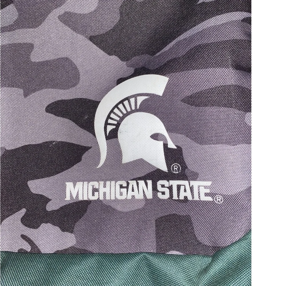 Michigan State Spartans Camo Backpack Green‎ Black Logo School Bag Preowned